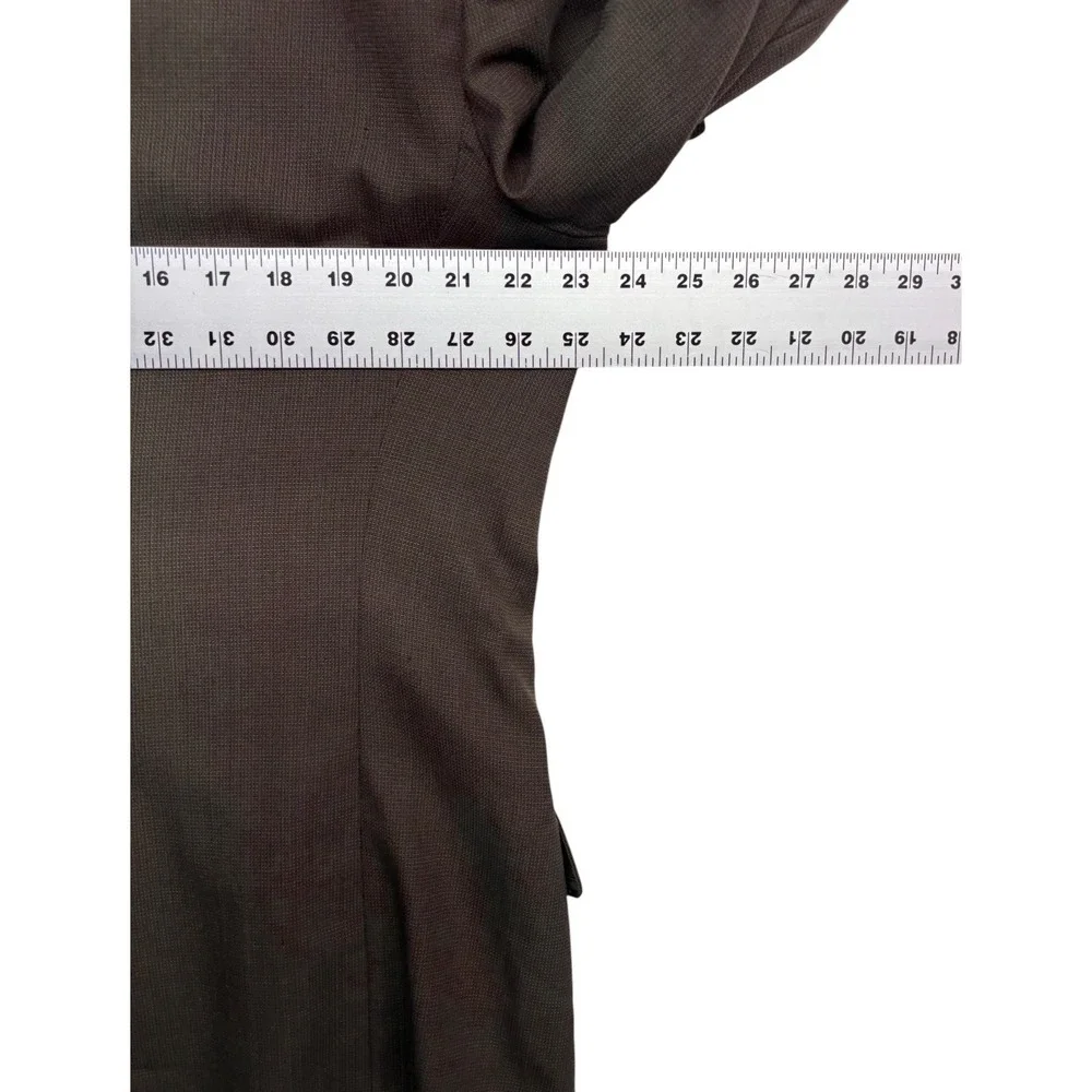 vtg 90s Towncraft 44R 36x32 Brown 2pc Pant Suit Wool Blend Pleated High Waisted